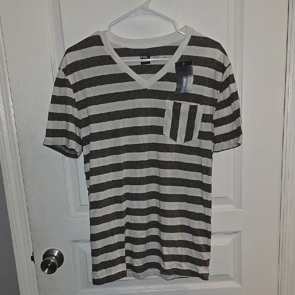 BDG Women's XS Gray and White Short Sleeve Tee Classic Stripes Shirt